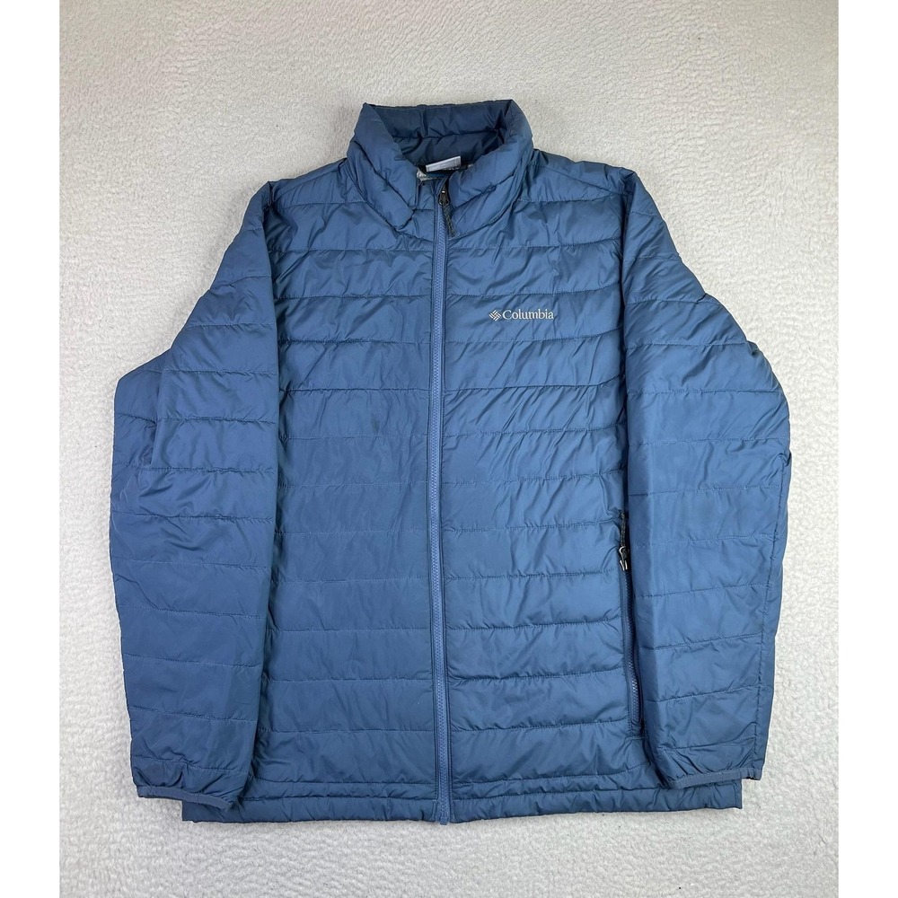 Columbia Mens Large Blue Puffer Jacket Thermal Coil Full Zip‎ XM3621 Outdoor